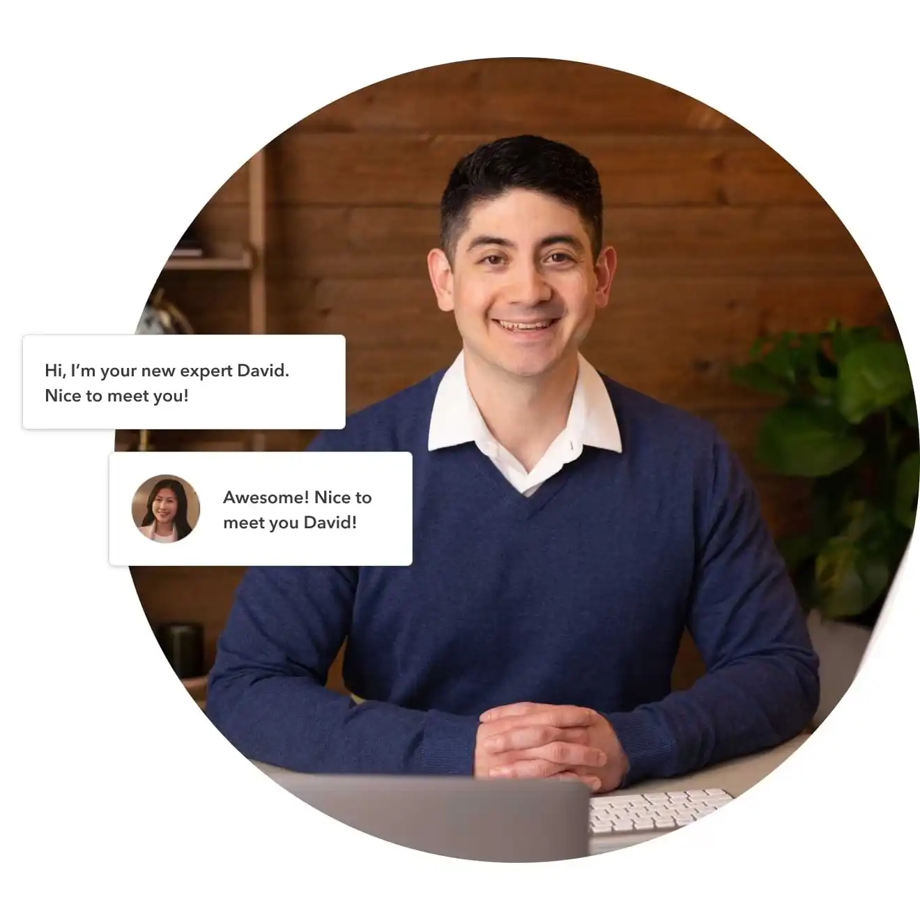 Experienced QuickBooks bookkeeper introducing services to a client via desk consultation